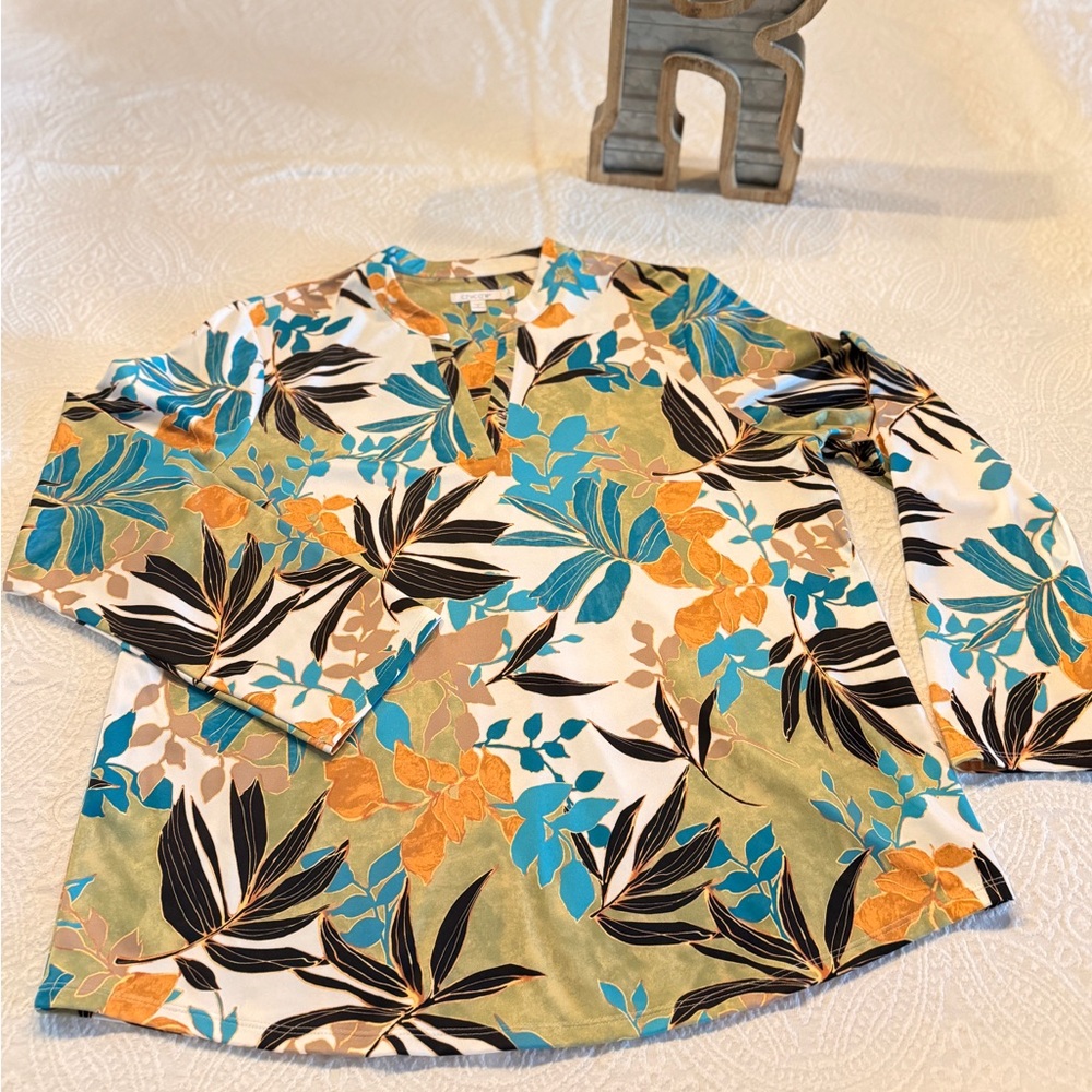 Chico's Multicolor Leaf Print Top